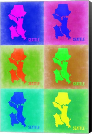 Framed Seattle Pop Art Map 3 Print