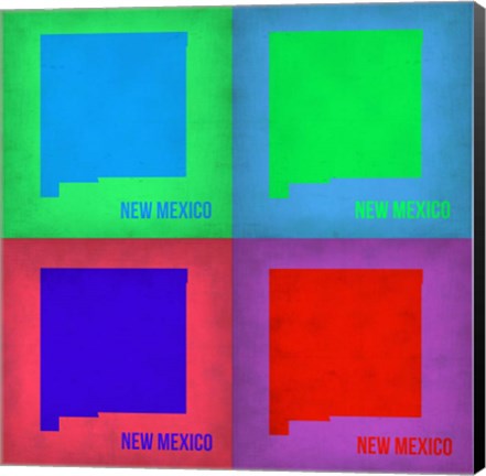 Framed New Mexico Pop Art Map 1 Print
