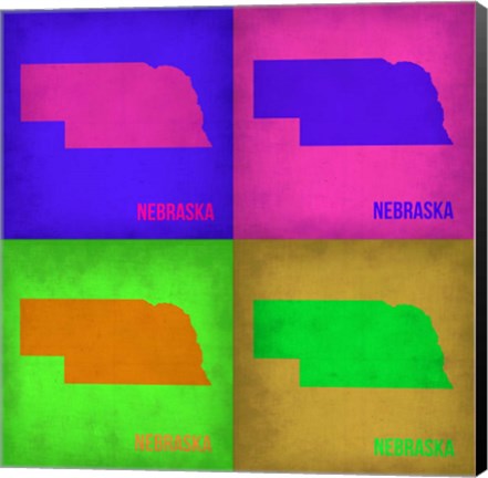 Framed Nebraska Pop Art Map 1 Print