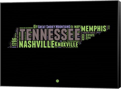 Framed Tennessee Word Cloud 1 Print