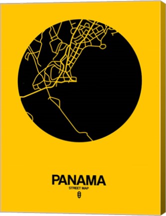 Framed Panama Street Map Yellow Print