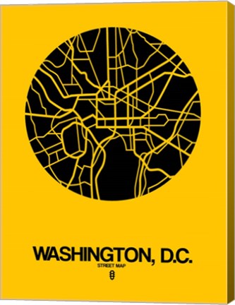 Framed Washington DC  Street Map Yellow Print