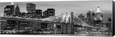 Framed Brooklyn Bridge at Night (Detail) Print