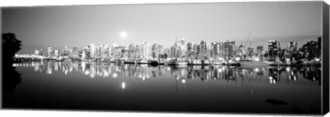 Framed Vancouver Skyline, British Columbia, Canada BW Print