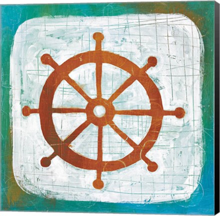 Framed Ahoy IV Red Blue Print