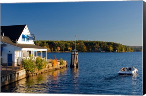 Framed Wolfeboro Dockside Grille on Lake Winnipesauke, New Hampshire Print