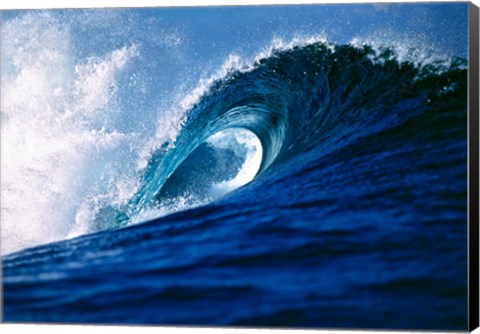 Framed Fiji Islands, Tavarua, Cloudbreak, Surfing waves Print