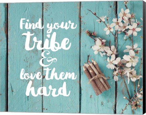 Framed Find Your Tribe - Flowers and Pencils Print