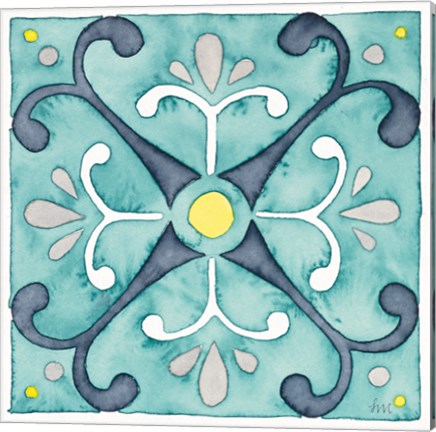 Framed Garden Getaway Tile III Teal Print