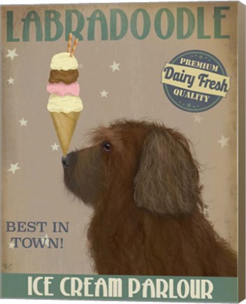 Framed Labradoodle, Brown, Ice Cream Print