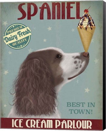 Framed Springer Spaniel, Brown and White, Ice Cream Print