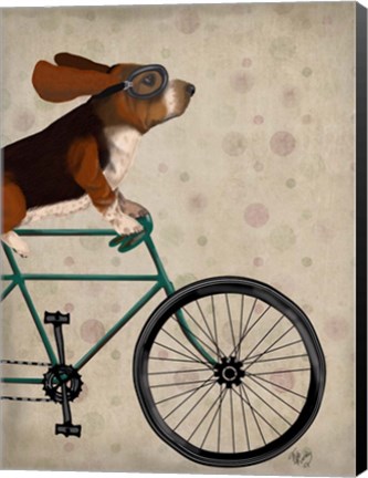 Framed Basset Hound on Bicycle Print