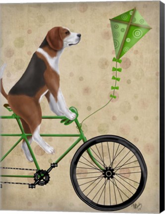 Framed Beagle on Bicycle Print