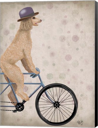 Framed Poodle on Bicycle, Cream Print