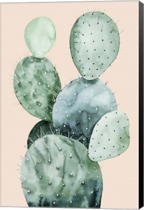 Framed Cactus on Coral II Print