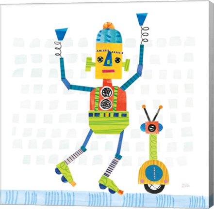 Framed Robot Party I on Square Toys Print