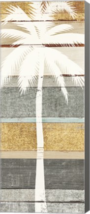 Framed Beachscape Palms V Gold Neutral Print