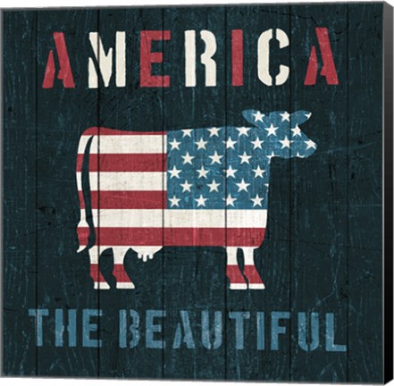 Framed American Farm Cow Print