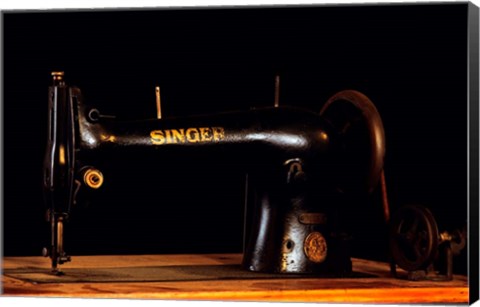 Framed Antique Singer Sewing Machine Print