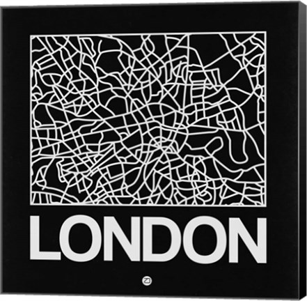 Framed Black Map of London Print