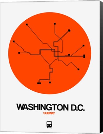 Framed Washington D.C. Orange Subway Map Print