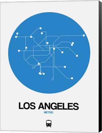Framed Los Angeles Blue Subway Map Print