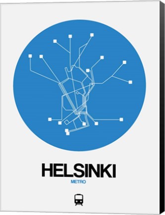 Framed Helsinki Blue Subway Map Print