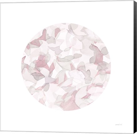 Framed Leafy Abstract Circle I Blush Gray Print