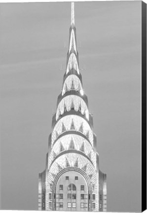 Framed Close up of the Chrysler Building at Sunset (BW) Print
