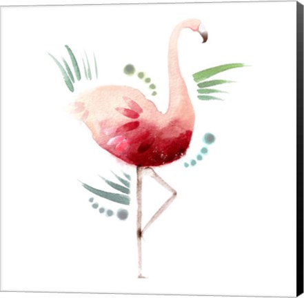 Framed Tropical Icons Flamingo Print