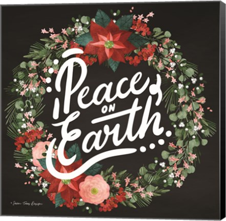 Framed Peace on Earth Wreath Print
