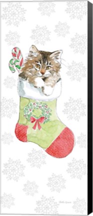 Framed Christmas Kitties IV Snowflakes Print