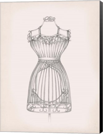 Framed Antique Dress Form II Print