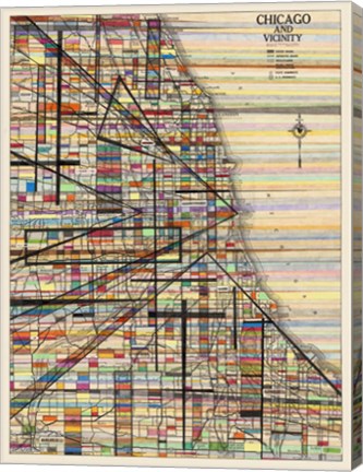 Framed Modern Map of Chicago Print