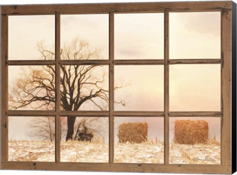 Framed View of Winter Fields Print