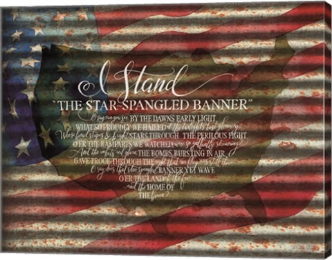 Framed I Stand American Flag on Metal Print