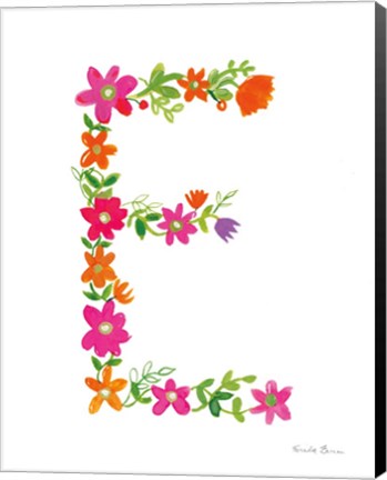 Framed Floral Alphabet Letter V Print