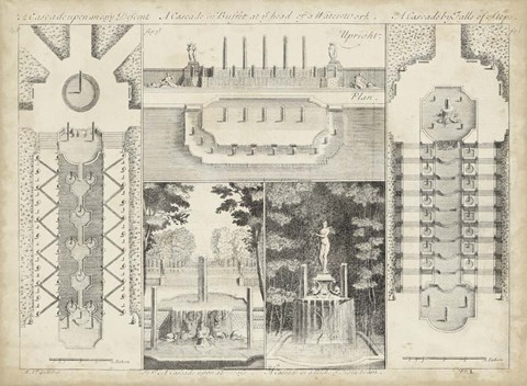 Framed Antique Garden Design I Print