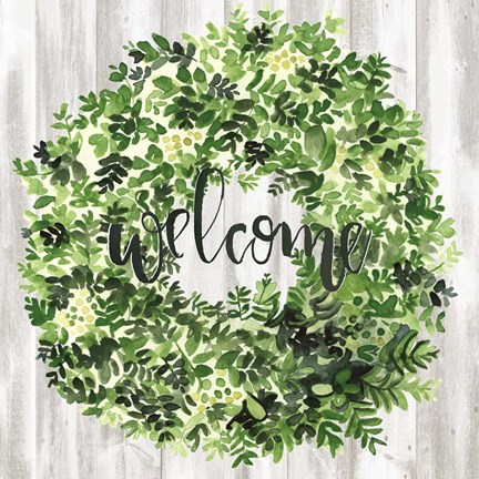 Framed Welcome Wreath II Print