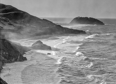 Framed Little Sur Coast, California (BW) Print