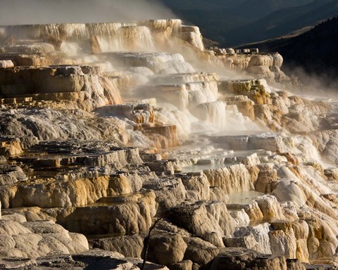 Framed Mammoth Hot Springs, Yellowstone National Park, Wyoming Print