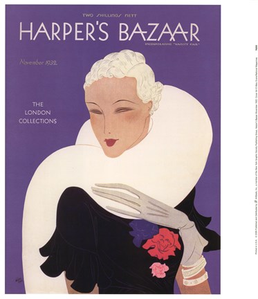 Framed Harper&#39;s Bazaar November 1932 Print