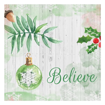 Framed Christmas Believe Green Print