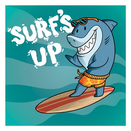 Framed Surf Shark Dude Print