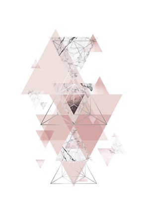 Framed Blush Pink Marbled Geometric Print