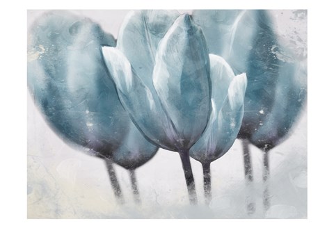 Framed Three Tulip Blue Print