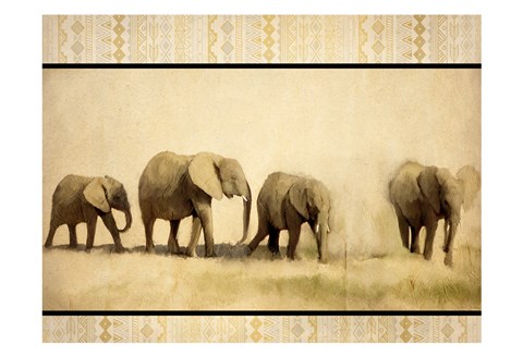 Framed Tribal Elephants Print