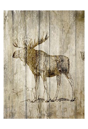 Framed Standing Moose Print