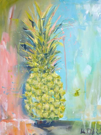 Framed Chartreuse Pineapple Print
