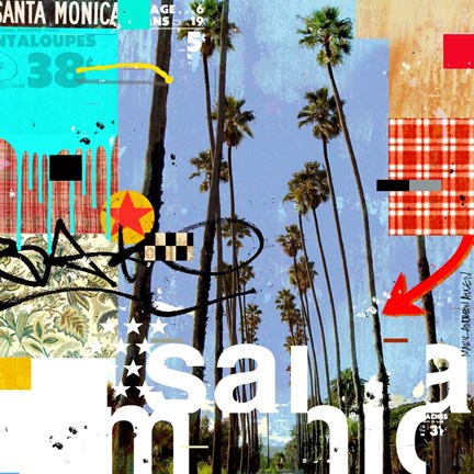 Framed Santa Monica Signs Print